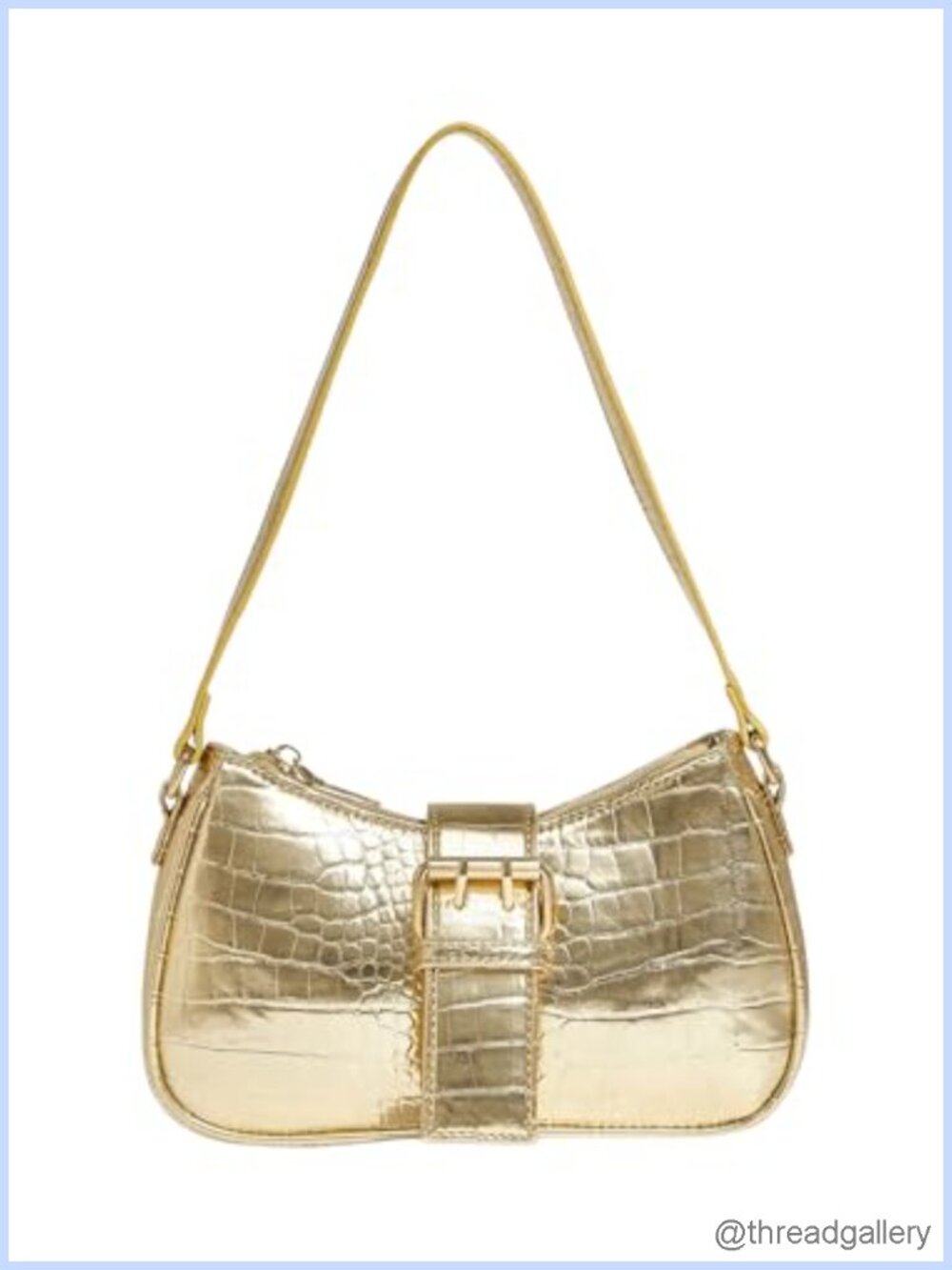 PU Leather Shoulder Bag Metallic Buckle Trendy Small Handbag